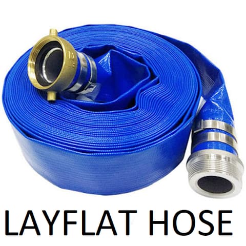 Product photograph of layflat discharge hose rolls in 3 to 8 inch bore
